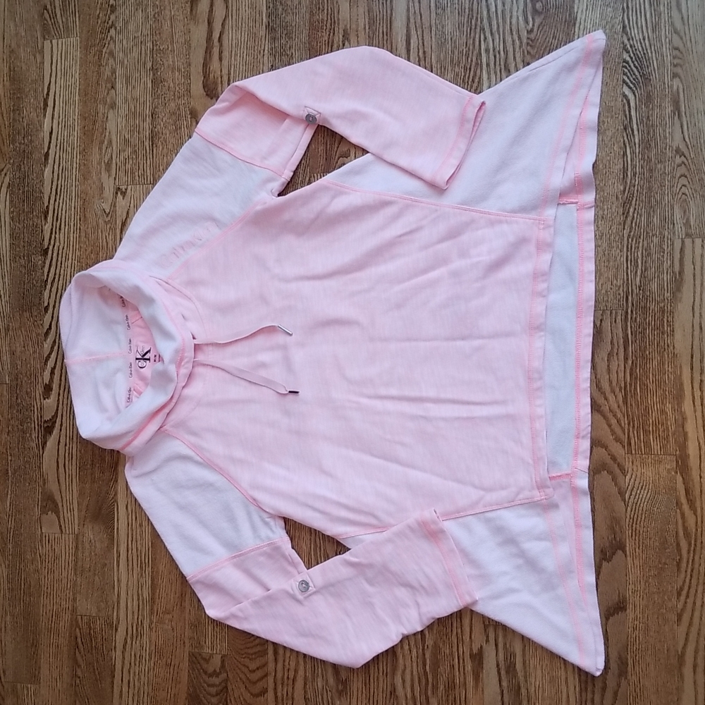 (M) Calvin Klein Heathered Neon Pull Over Cowl Neck Cotton Blend Sweater